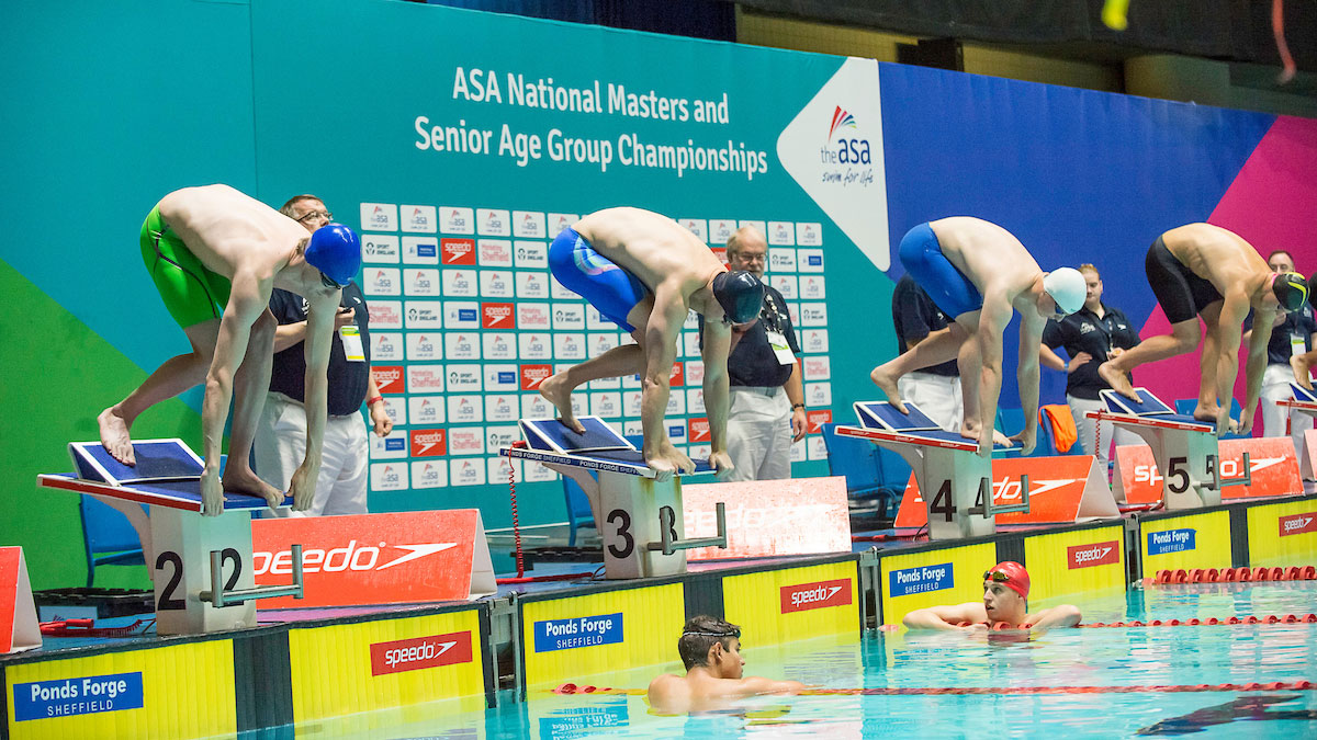 The differences between a track start and grab start in swimming The differences between a track start and grab start in swimming