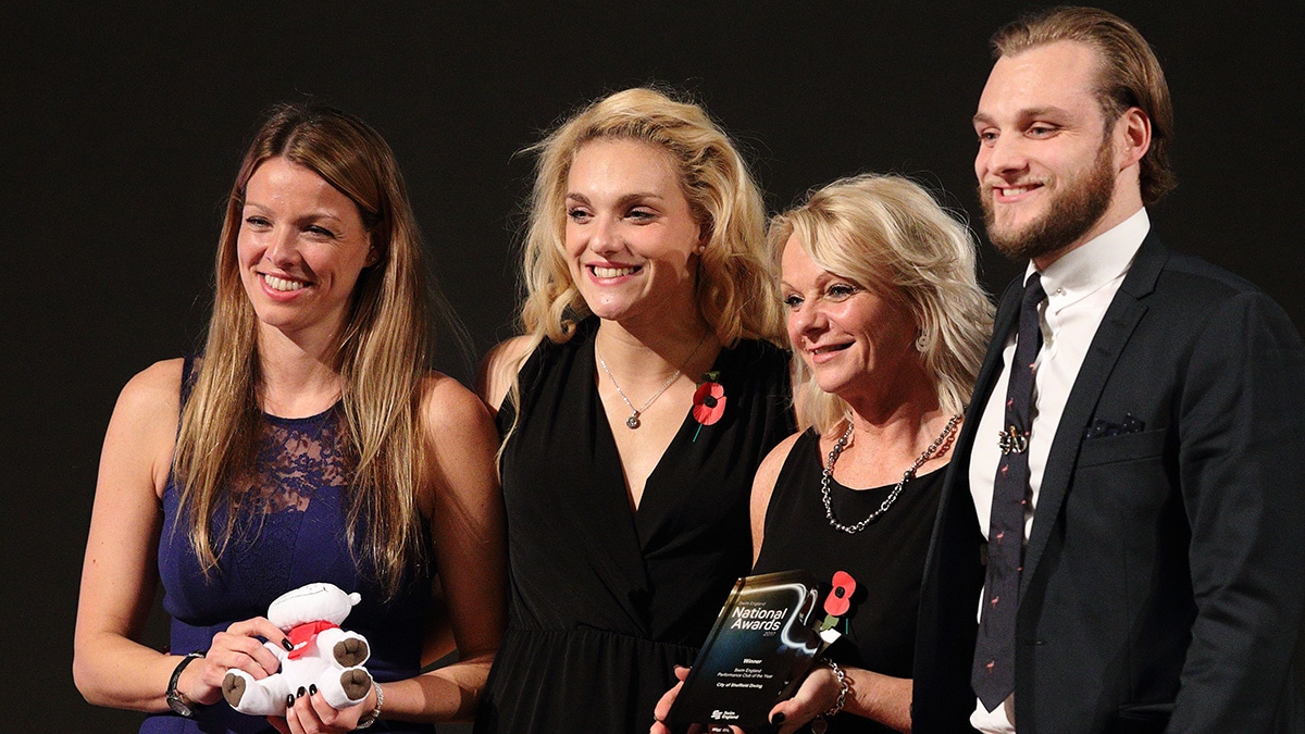 Daley amongst 2017 Swim England National Awards winners Daley amongst 2017 Swim England National Awards winners